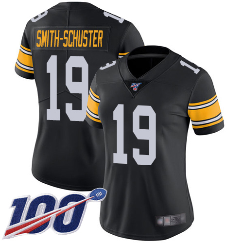Women Pittsburgh Steelers Football 19 Limited Black JuJu Smith Schuster Alternate 100th Season Vapor Untouchable Nike NFL Jersey